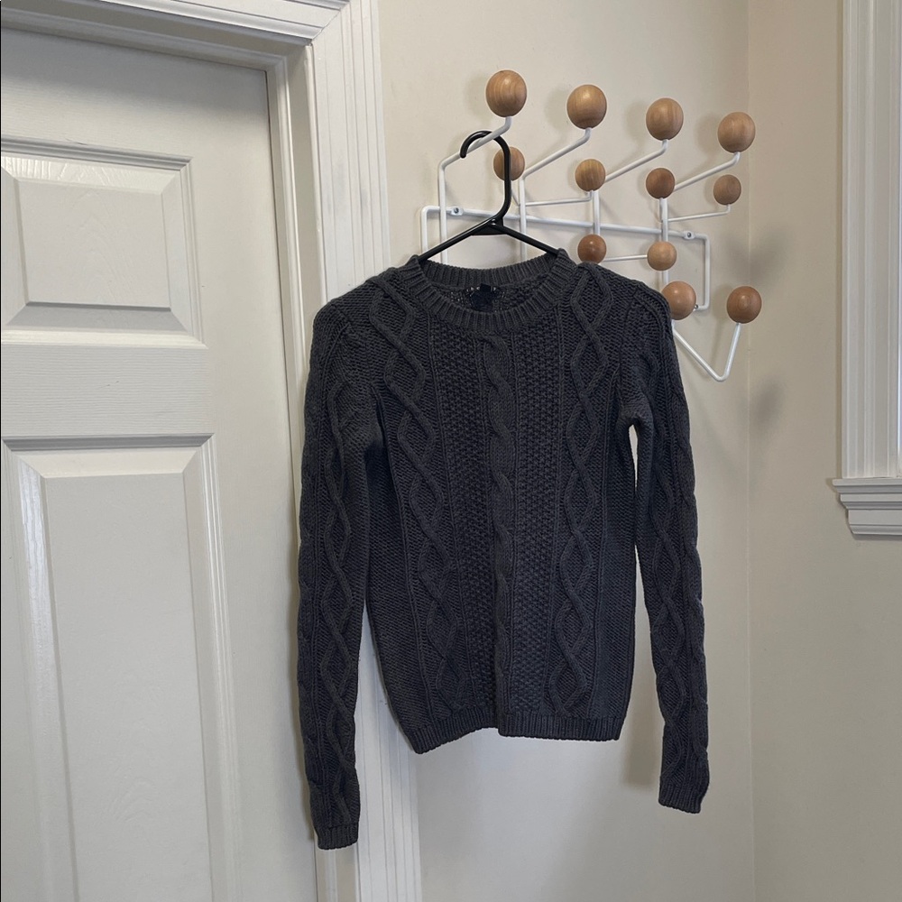 Theory - Classic Wool Cable Knit Sweater - Charcoal Black S